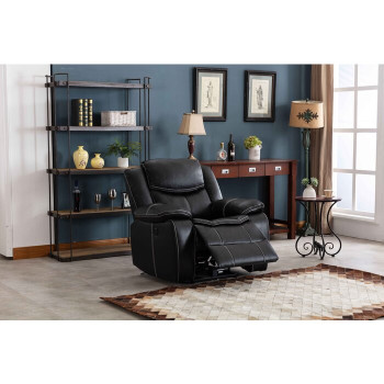 8004-RECL BLACK Breathable Leatherette Power Recliner w/ USB Chair