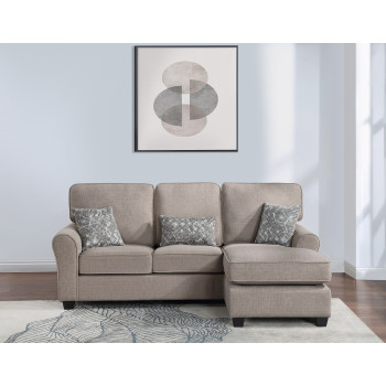 8203 TAUPE Reversible Fabric Comfort Cushioned Flared Round Arm Sectional Sofa