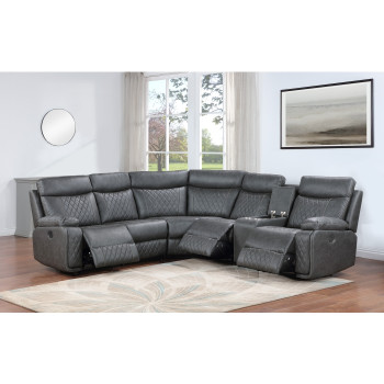 8196 DARK GRAY Breathable Air Leather Modular Manual Recliner Sectional Sofa