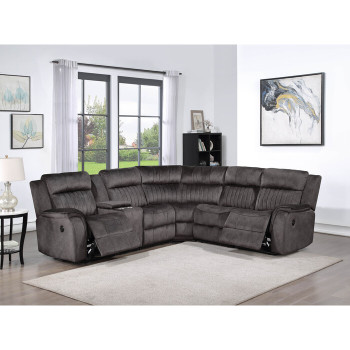 8175 DARK GRAY Faux Suede Modular Sectional Sofa w/ Power Recliner
