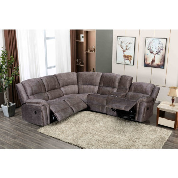 8018 BROWN Velvet Power Modular Recliners Sectional Sofa w/ USB