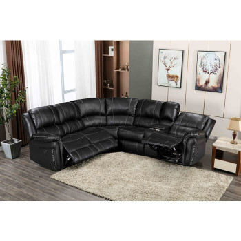 8015 BLACK Air Leather Power Modular Recliners Sectional Sofa w/ USB