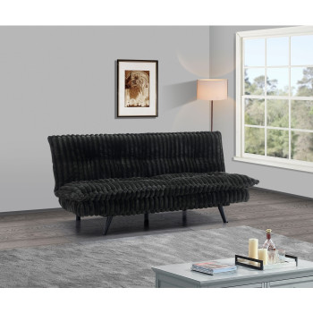 8367 BLACK Corduroy Multi-Functional Click Clack Plush Futon