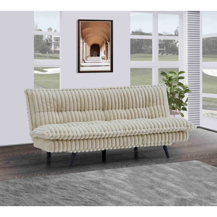 8368 BEIGE Corduroy Multi-Functional Click Clack Plush Futon