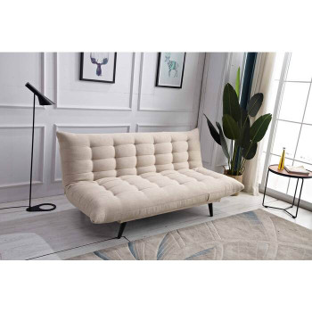 8356 BEIGE Multi-Functional Click Clack Plush Futon
