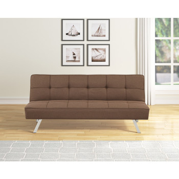 7903 BROWN Fabric Tufted Futon Bed w/ Metal Leg