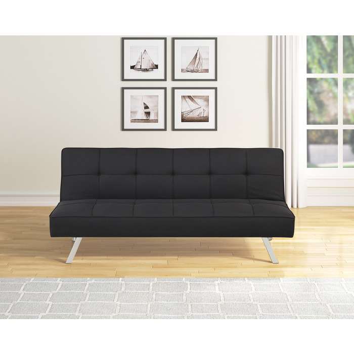 7902 BLACK Fabric Tufted Futon Bed w/ Metal Leg