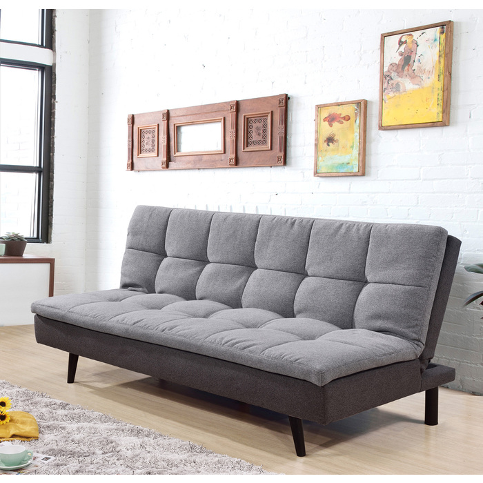 7568-LGR LIGHT GRAY Pillow Top Futon Bed