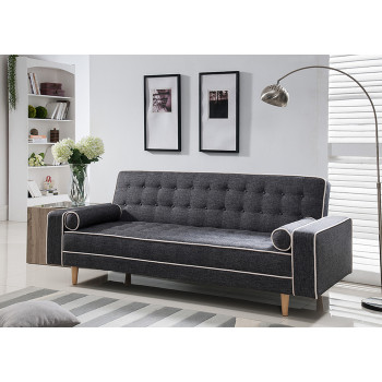 7567-GR GRAY Fabric Futon Sofa Bed w/ Armrest