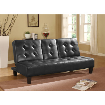 7502-BK BLACK PVC / Faux Leather Futon Sofa Bed