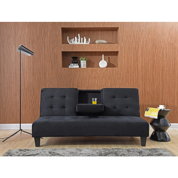 7501-BK BLACK Dacron Fabric Futon Sofa Bed