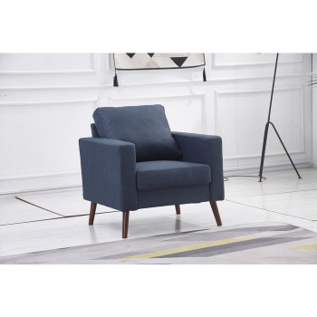 8125-CHAIR NAVY Linen Stationary Basic Chair