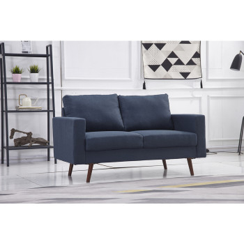 8125-LOVE NAVY Linen Stationary Basic Loveseat