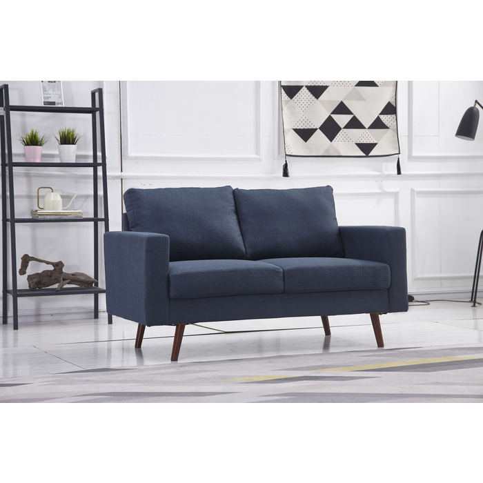8125-LOVE NAVY Linen Stationary Basic Loveseat