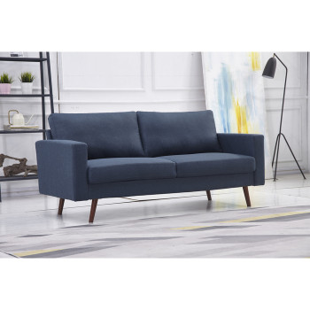 8125-SOFA NAVY Linen Stationary Basic Sofa