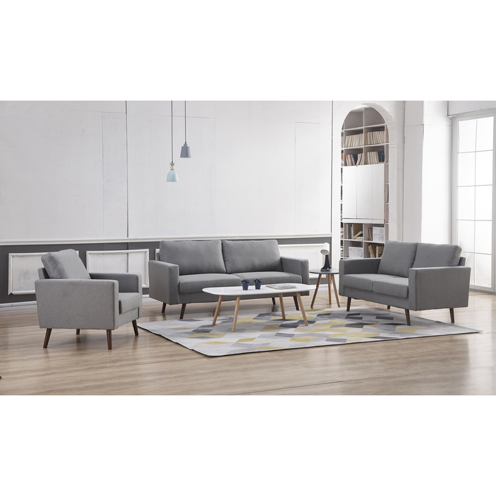8122-3PC 3PC LIGHT GRAY Linen Stationary Basic Living Room SET