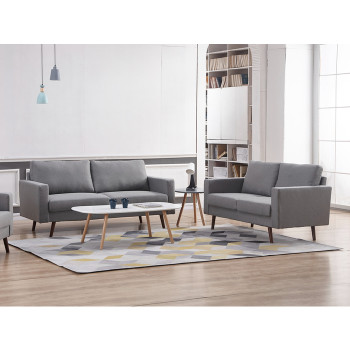 8122-2PC 2PC LIGHT GRAY Linen Stationary Basic Living Room SET