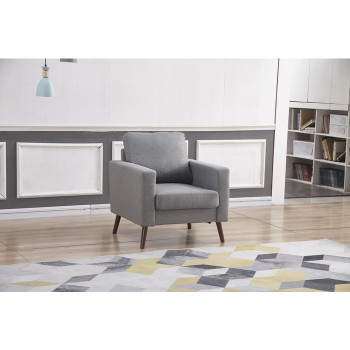 8122-CHAIR LIGHT GRAY Linen Stationary Basic Chair