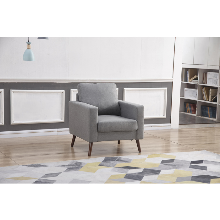 8122-CHAIR LIGHT GRAY Linen Stationary Basic Chair