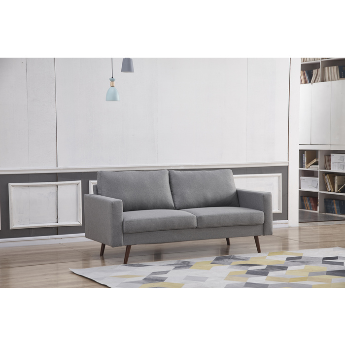 8122-SOFA LIGHT GRAY Linen Stationary Basic Sofa