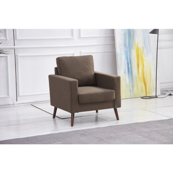 8123-CHAIR BROWN Linen Stationary Basic Chair