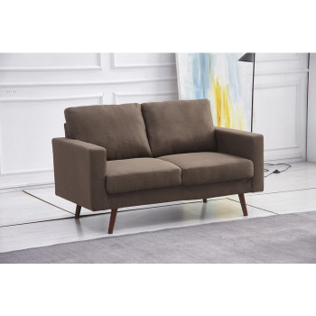 8123-LOVE BROWN Linen Stationary Basic Loveseat