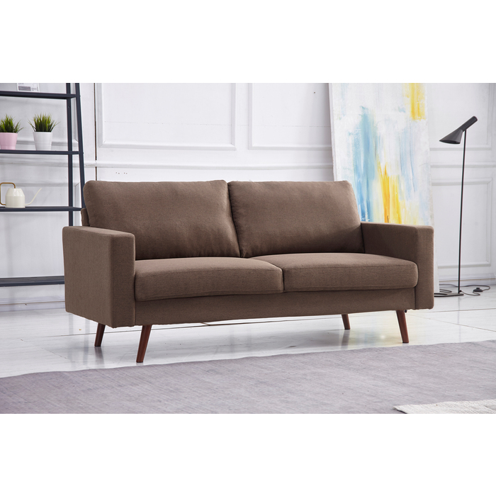 8123-SOFA BROWN Linen Stationary Basic Sofa