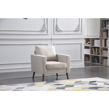 8127-CHAIR BEIGE Linen Stationary Basic Chair