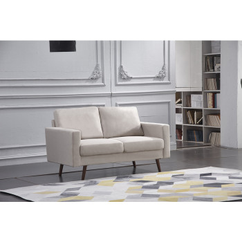 8127-LOVE BEIGE Linen Stationary Basic Loveseat