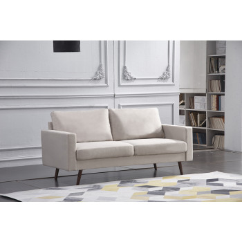 8127-SOFA BEIGE Linen Stationary Basic Sofa