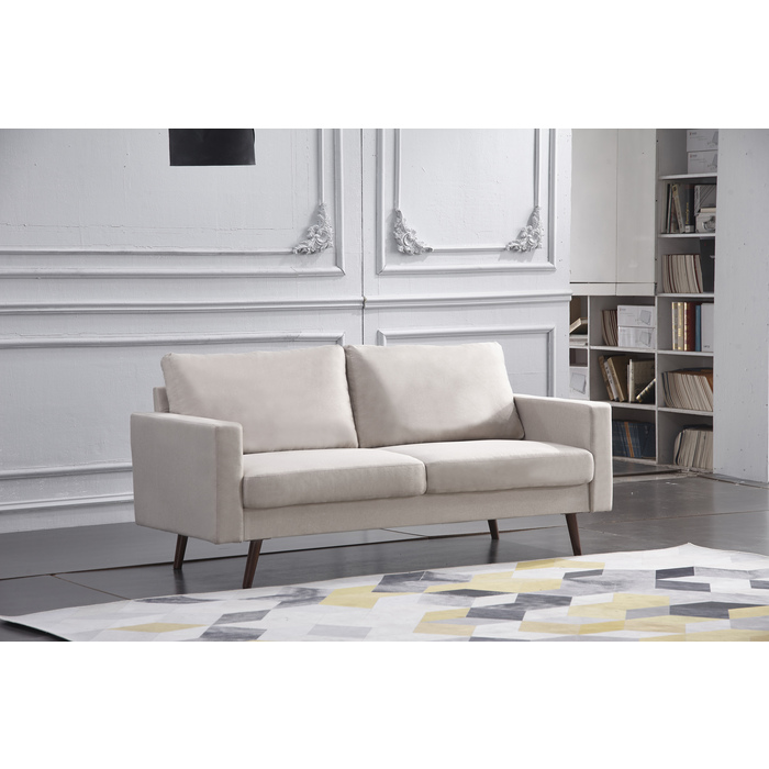 8127-SOFA BEIGE Linen Stationary Basic Sofa