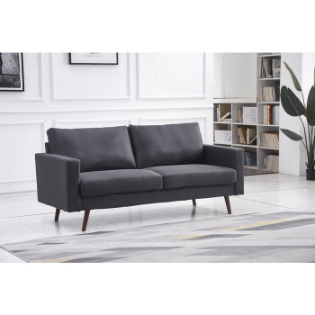 8121-SOFA DARK GRAY Linen Stationary Basic Sofa