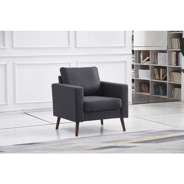 8121-CHAIR DARK GRAY Linen Stationary Basic Chair