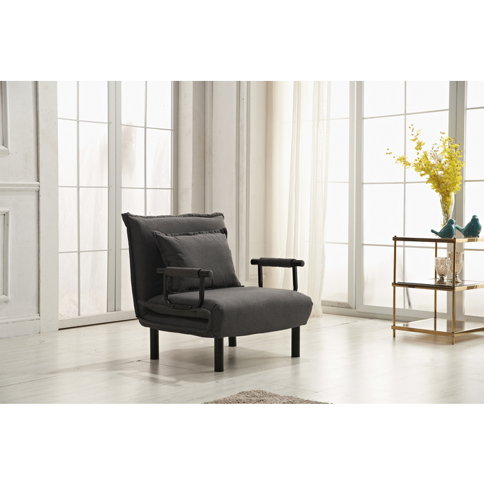 7706-GR GRAY Fabric Multi-Functional Click Clack Chair w/ Pillow