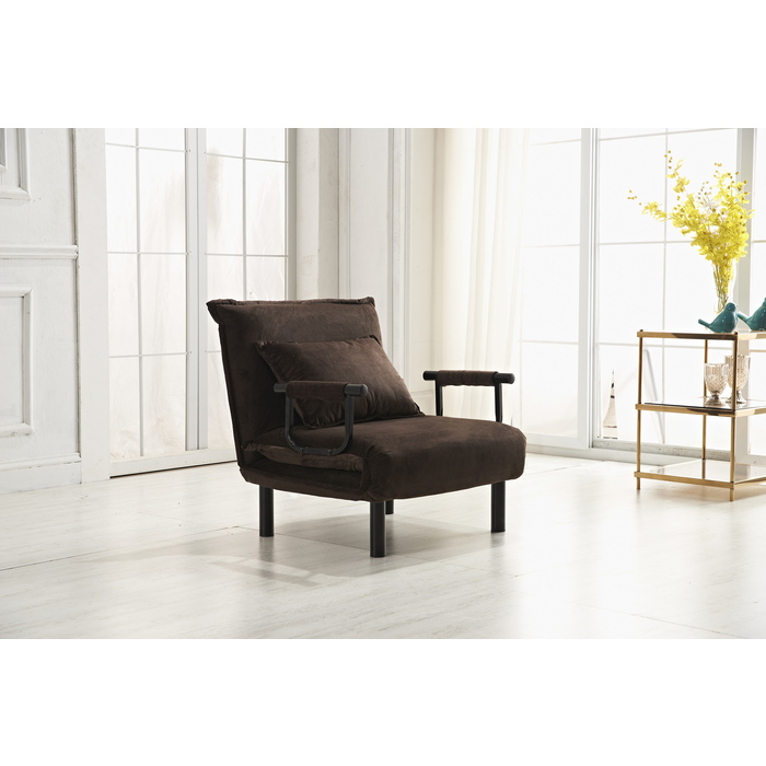 7706-DB DARK BROWN Fabric Multi-Functional Click Clack Chair