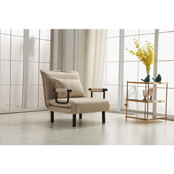 7706-BG BEIGE Fabric Multi-Functional Click Clack Chair