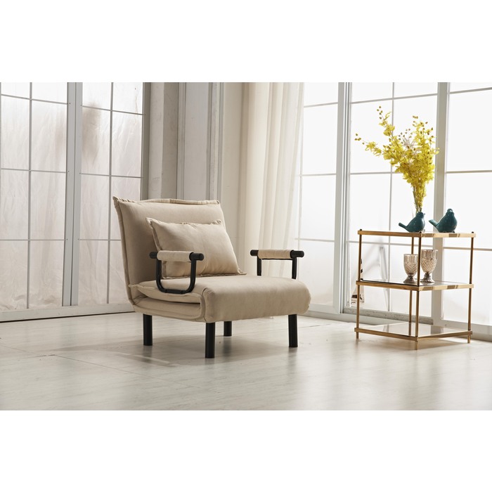 7706-BG BEIGE Fabric Multi-Functional Click Clack Chair