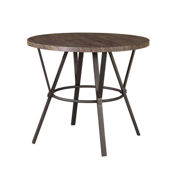 7877-BR BROWN TOP Metal Round Counter Table w/ Paper Veneer MDF Top