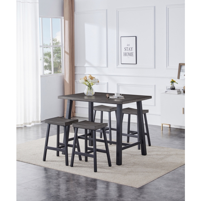 7862-5PC 5PC GRAY TOP Metal Counter Height Set w/ MDF Top