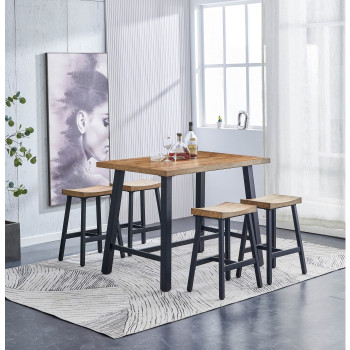 7861-5PC 5PC BROWN TOP Metal Counter Height Set w/ MDF Top