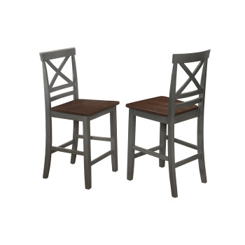 7758 ANTIQUE GRAY Wooden Counter Chair w/ MDF Seat