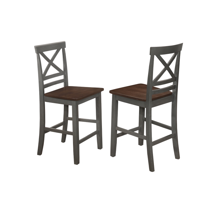 7758 ANTIQUE GRAY Wooden Counter Chair w/ MDF Seat