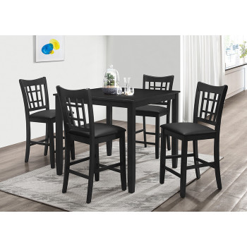 7855-5PC 5PC BLACK Wooden Square Counter Table Set w/ MDF Top