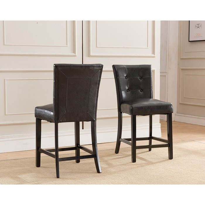 7749 ESPRESSO PU Upholstered Parson Wooden Counter Chair