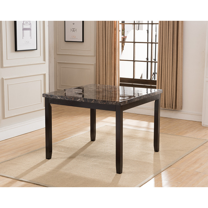 7826 BROWN TOP Faux Marble Wooden Square Counter Height Table