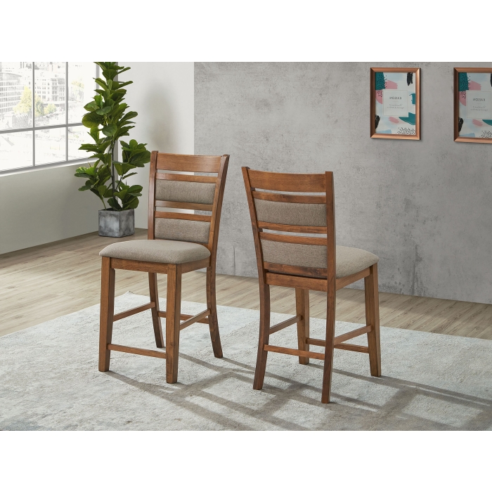 7702 BROWN Wooden Counter Chair w/ Cushion