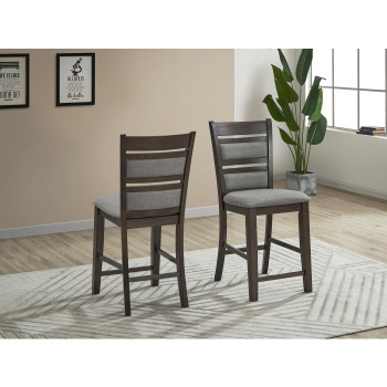 7701 GRAY Wooden Counter Chair w/ Cushion