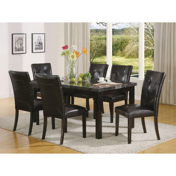 7849 BLACK-GRAY TOP Faux Marble Wooden Dining Table