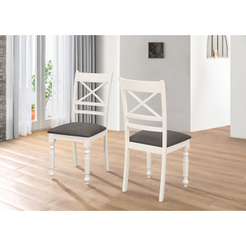 7727 IVORY & GRAY Two-Tone Wooden Dining Chair w/ MDF Seat
