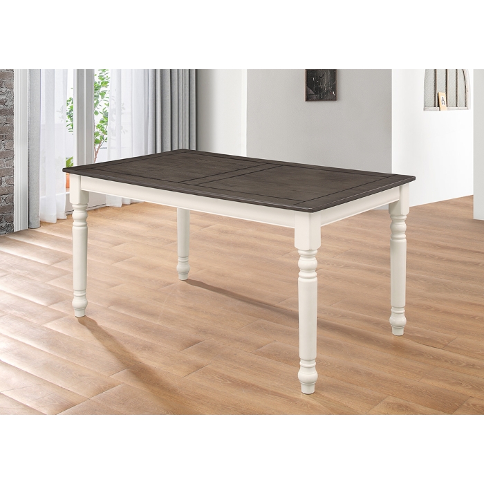7827 IVORY & GRAY Two-Tone Wooden Dining Table w/ MDF Top
